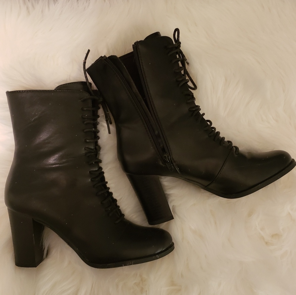Black Lace-up Witchy Boots